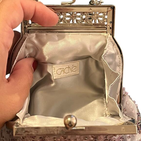 Vintage Cache Beaded Mini Evening Bag Silver - Picture 4 of 6